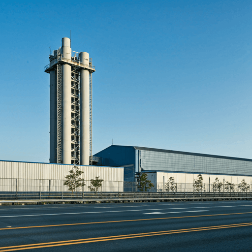 Modern high-tech industrial manufacturing facility with steel structures near Shri Ganesh Sales, Kota Rajasthan in Industrial Area in Rajasthan